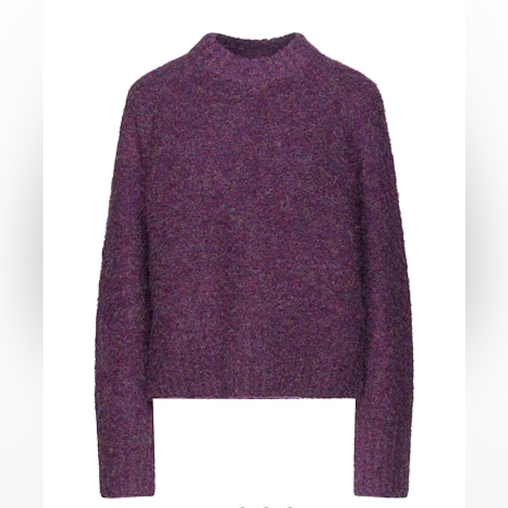 NWOT NEW FRENCH CONNECTION CREW NECK LS MELANGE KNIT SWEATER IN MAUVE PURPLE XS